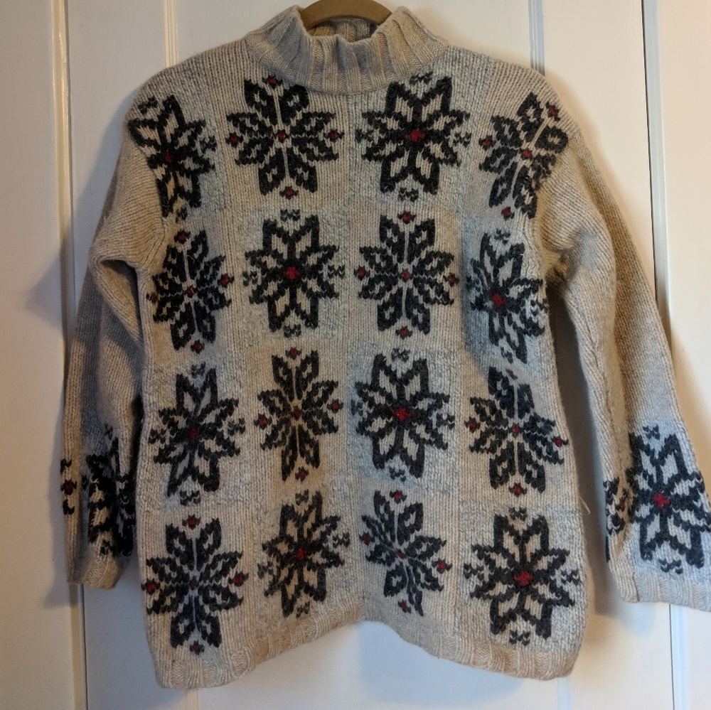 Eddie Bauer snowflake wool sweater